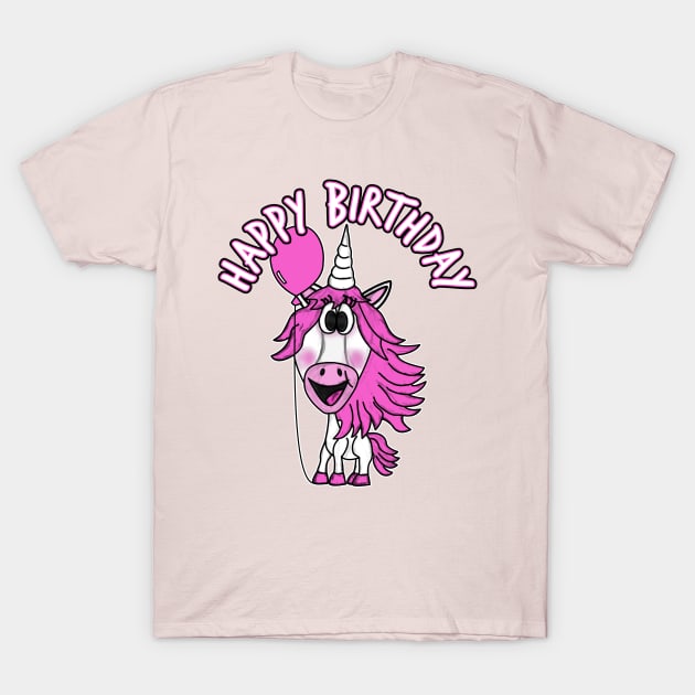 Happy Birthday Unicorn Lover Girl Horse Funny T-Shirt by doodlerob